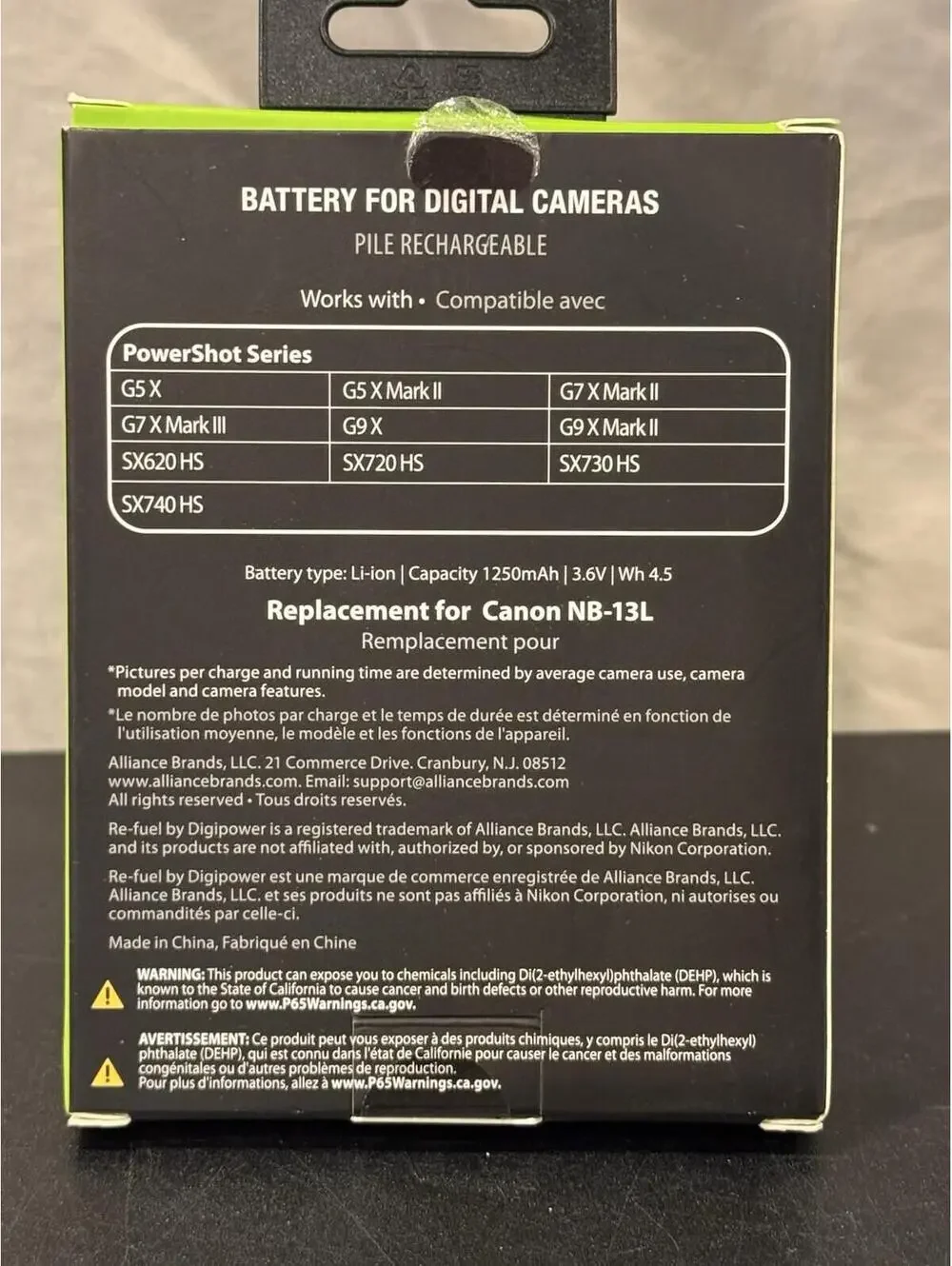 Digipower Re-fuel Camera Battery for Canon NB-13L [2232-33]